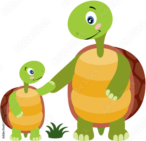 Cute turtle and baby turtle
