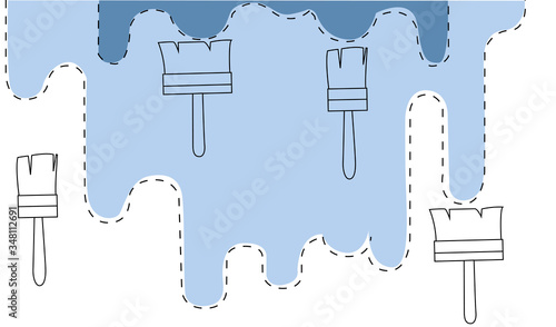 Advertising flyer or banner with outline painter tools and ladder flat vector illustration on white background