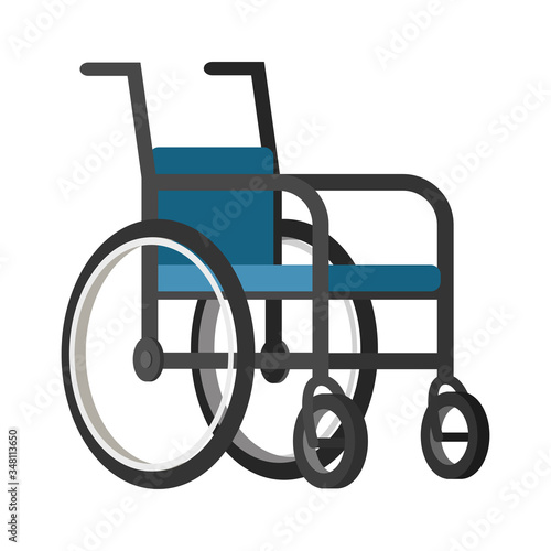Wheelchair. A wheelchair is a means of transportation for people who are not able to move independently. Vector illustration in a simple style for design and web.