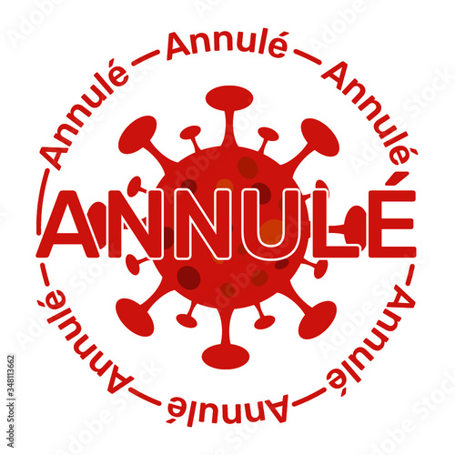 Logo annulé - Vecteur rouge et blanc avec icone virus