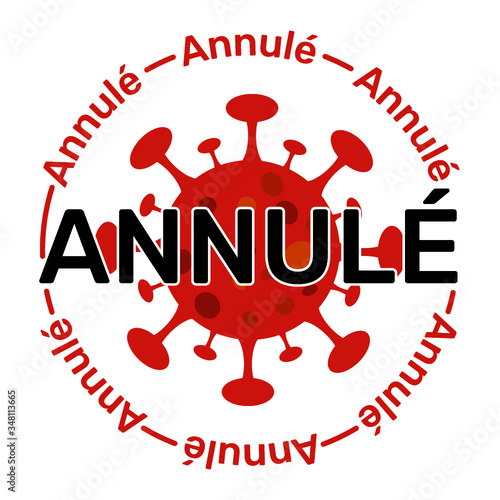 Logo annulé - Vecteur rouge et noir avec icone virus
