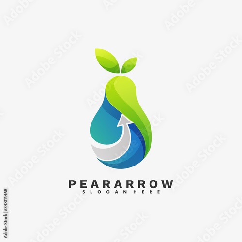 Vector Logo Illustration Pear Arrow Gradient Colorful Style
