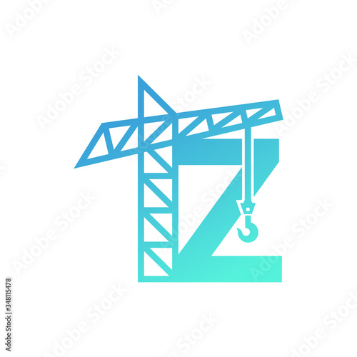 Letter Z Crane Building Construction Logo Design Vector