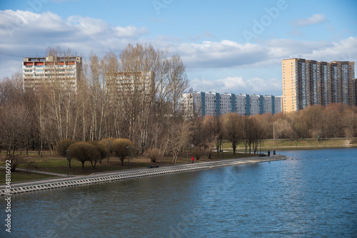 Large (Bolshoi) Ochakovо Pond overlooking Ozernaya Street in early spring, Western Administrative District, Moscow, Russia photo