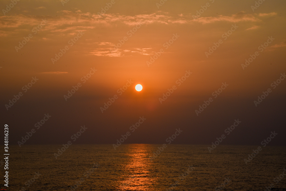 dramatic view of sunset over the sea