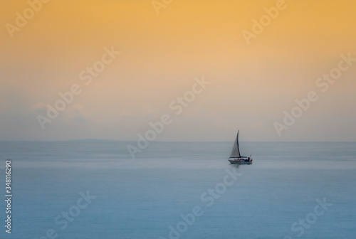 A boat on the sea alone © James Millington