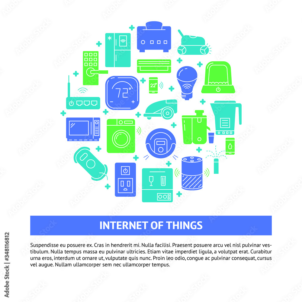 Internet of things round concept banner in flat style