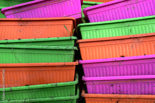 Colorfull plastic baskets for flower planting