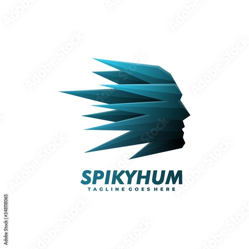 Vector Logo Illustration Spiky Human Gradient Colorful Style.