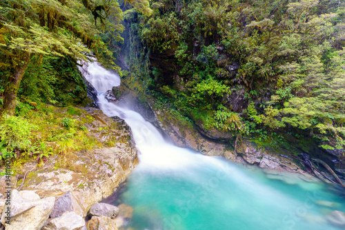 Falls creek waterfall, Fiordland national park, New Zealand.
