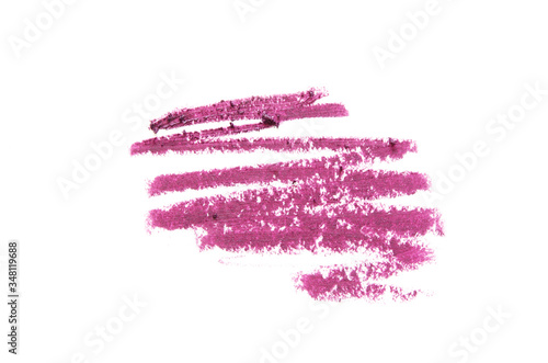 Сosmetic lipstick pencil swatch stroke isolated on white. - Image