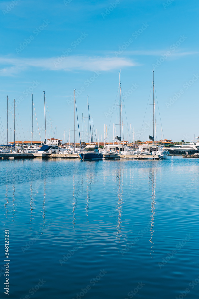 Unknown boats in the harbor of Porto Rotondo, Sardinia
