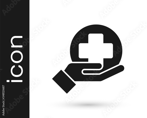 Grey Cross hospital medical icon isolated on white background. First aid. Diagnostics symbol. Medicine and pharmacy sign. Vector