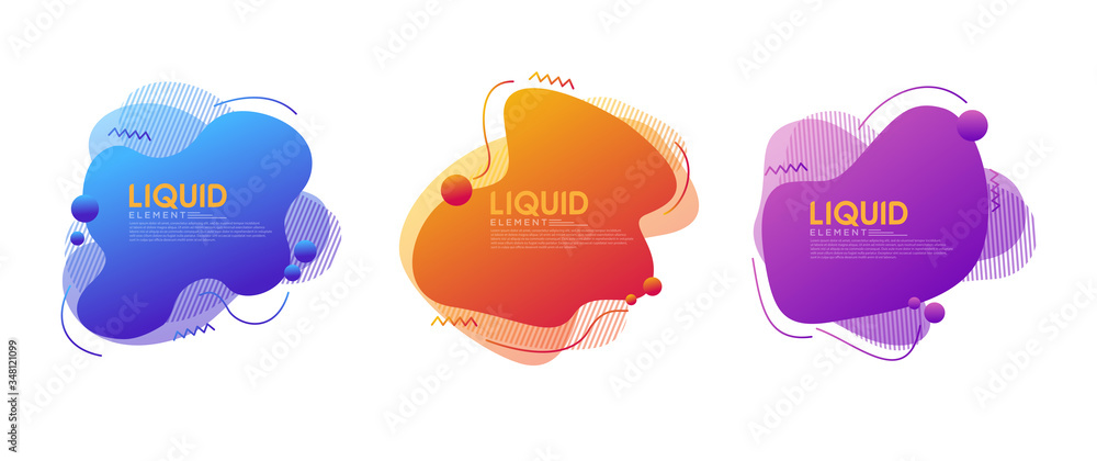 Modern abstract dynamic fluid liquid set. Graphic template element.