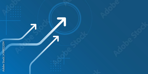 Light arrow up on blue background with copy space illustration, business growth concept.