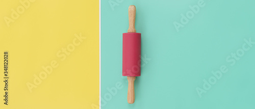 close up of wooden rolling pin for background © thananya_k