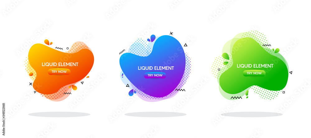 Modern abstract dynamic fluid liquid set. Graphic template element.