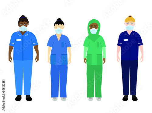 Selection of NHS workers vector