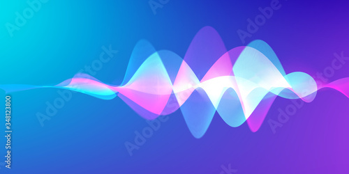 Speaking sound wave lines illustration.Colorful gradient motion abstract background.