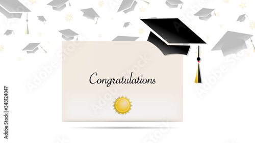 Congratulations Graduates Class 2020. Template for graduation design ,isolated on graduation cap  background  ,Vector illustration EPS 10