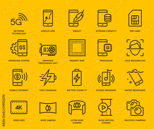 Smartphone Specification Icons.
