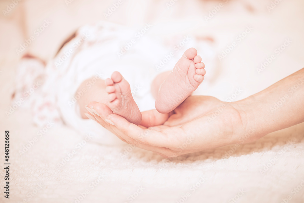 Baby feet in mother hands. Newborn baby's feet on female shaped hands closeup. Mom and her child. New family concept. Beautiful conceptual image of Maternity. Baby feet in mother hands. Newborn baby's feet on female shaped hands closeup. Mom and her child. New family concept. Beautiful conceptual image of Maternity.