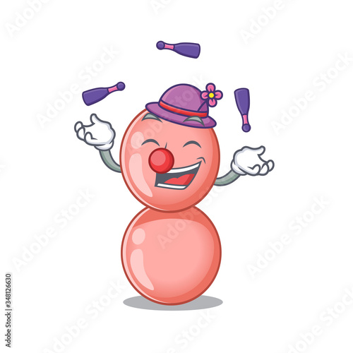 An attractive neisseria gonorrhoeae cartoon design style playing juggling