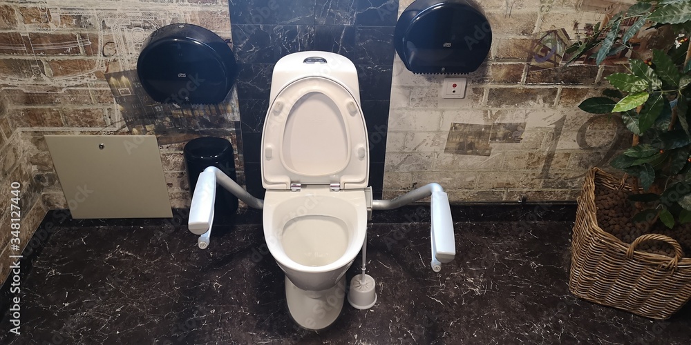 door handle and door in a toilet bathroom fir disabled people Stock ...