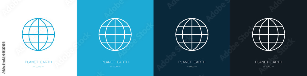 Set of planet earth logo. Collection. Modern style vector illustration.
Set of planet earth logo. Collection. Modern style vector illustration.