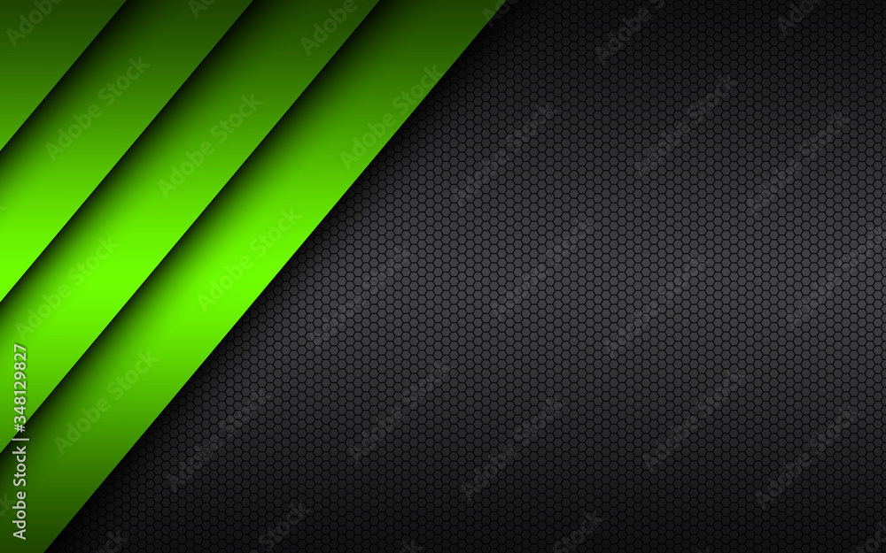 Black and green modern material design with a hexagonal mesh. Dark metal background. Template for your business. Vector abstract widescreen background Black and green modern material design with a hexagonal mesh. Dark metal background. Template for your business. Vector abstract widescreen background