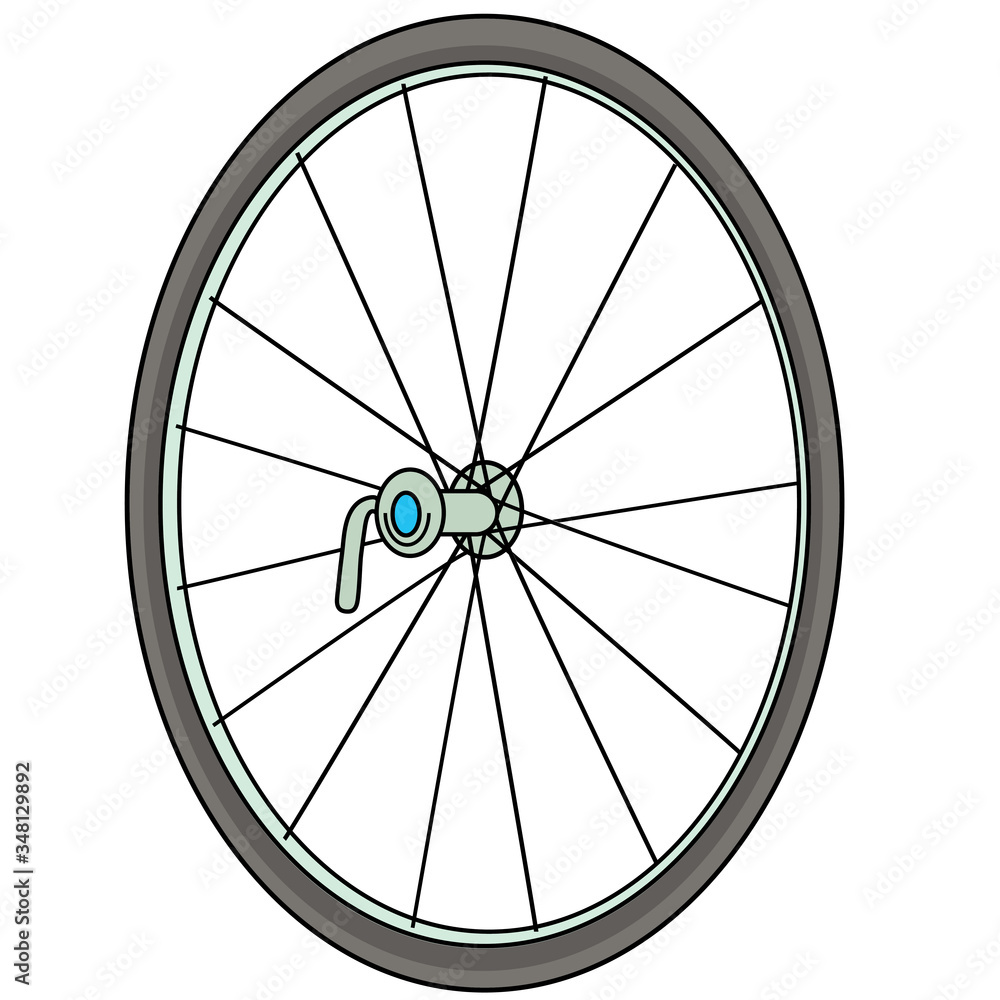 one of the wheels of a sport bike