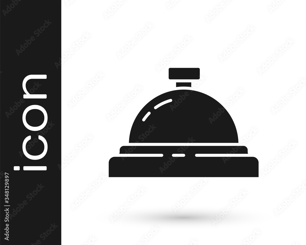 Fototapeta premium Grey Hotel service bell icon isolated on white background. Reception bell. Vector