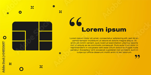 Black Credit card with chip icon isolated on yellow background. Contactless payment. Vector