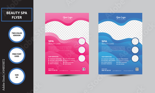 Spa Flyer

INCLUDED FILES 

- 2 Color Version

- 2 AI Files

- 1 Design


- Size: 8.27 X 11.69 inches with bleed

- CMYK Color

- 300dpi

- Free Font Used

-Print Ready

-Fully Editable