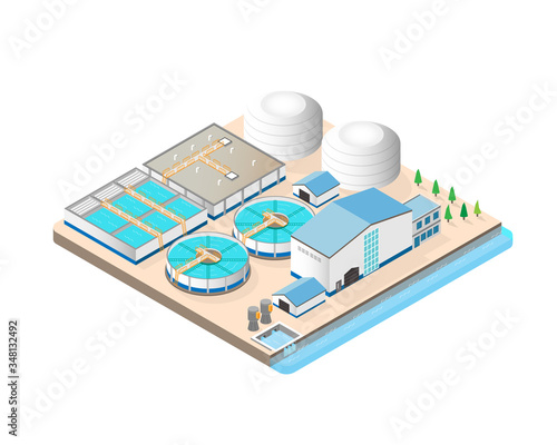 water purification plants in isometric graphic