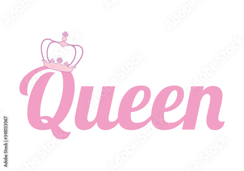 Título rosa con corona de reina.