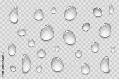 Water droplets on a transparent glass. Rain drops on window. photo
