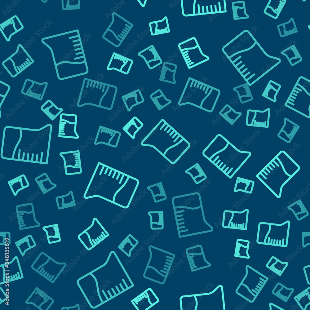 custom made wallpaper toronto digitalGreen line Measuring cup icon isolated seamless pattern on blue background. Plastic graduated beaker with handle. Vector