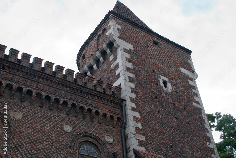 Krakow Poland, detailed brickwork on side of church