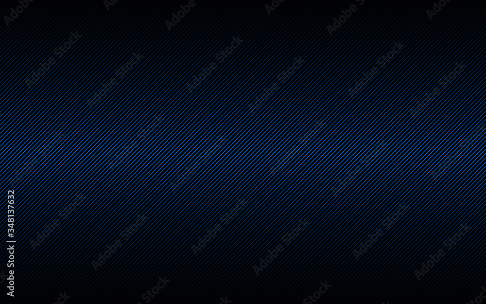 Dark abstract background with blue and black slanting lines. Striped pattern. Parallel lines and strips. Diagonal fiber. Vector illustration
