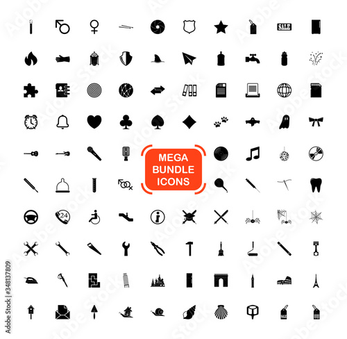 Exclusive Mega Bundle Icons Pack. Collection universal solid vector icons for website
