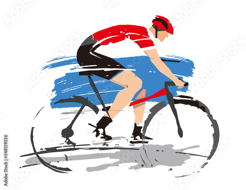 Road Cyclist, grunge Stylized. 
Illustration of Expreesive Stylized cyclist on the white background. Vector available.
