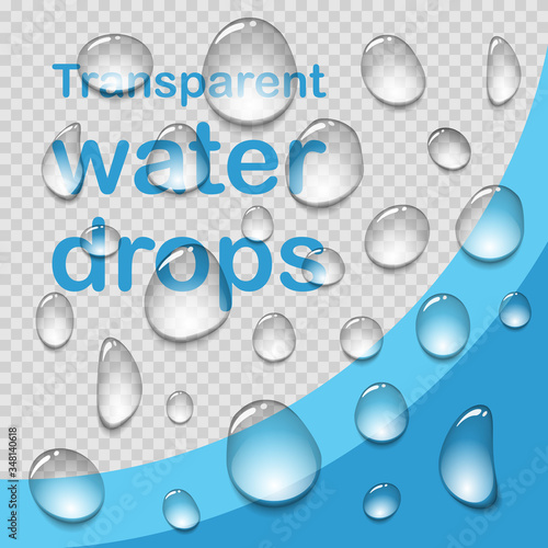 Water droplets on a transparent glass. Rain drops on window.