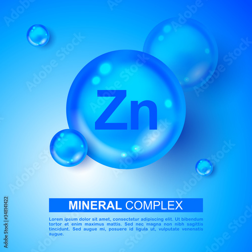 Mineral blue shining pill capsule icon. Zn Zink Vector. Mineral Blue Pill Icon. Vitamin Capsule Pill Zn Zink Icon. Substance For Beauty, Cosmetic, Heath Promo Ads Design. 3D Mineral Complex Zn Zink
