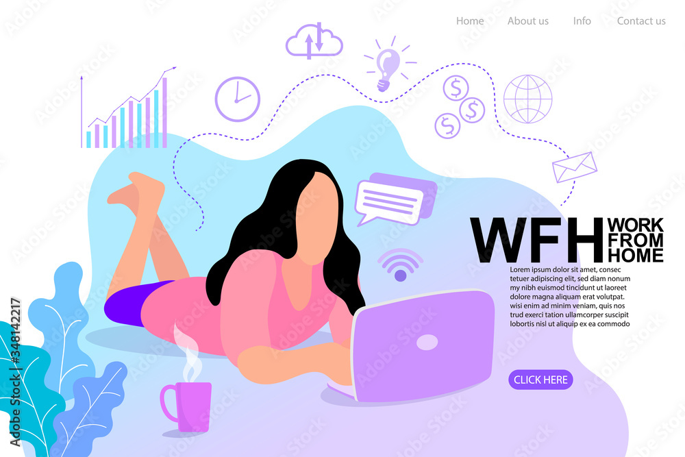 Women working from home To avoid coronavirus, COVID-19 WFH concept, Vector illustration in cartoon style. Women working from home To avoid coronavirus, COVID-19 WFH concept, Vector illustration in cartoon style.