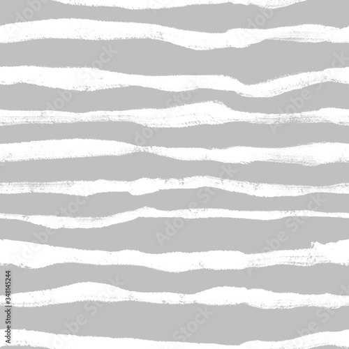 Simple black-white seamless pattern. Manual graphics, curved lines, stripes. Scandinavian style, design for wallpaper, fabric, textile.