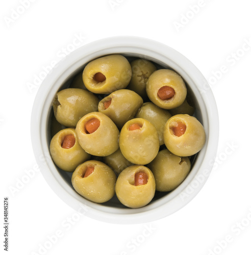 stuffed olives - appetizer of vegetables in olive oil. Homemade preserves as a side dish or aperitif