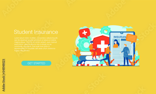 Student insurance vector illustration concept agent template background isolated can be use for presentation web banner UI UX landing page