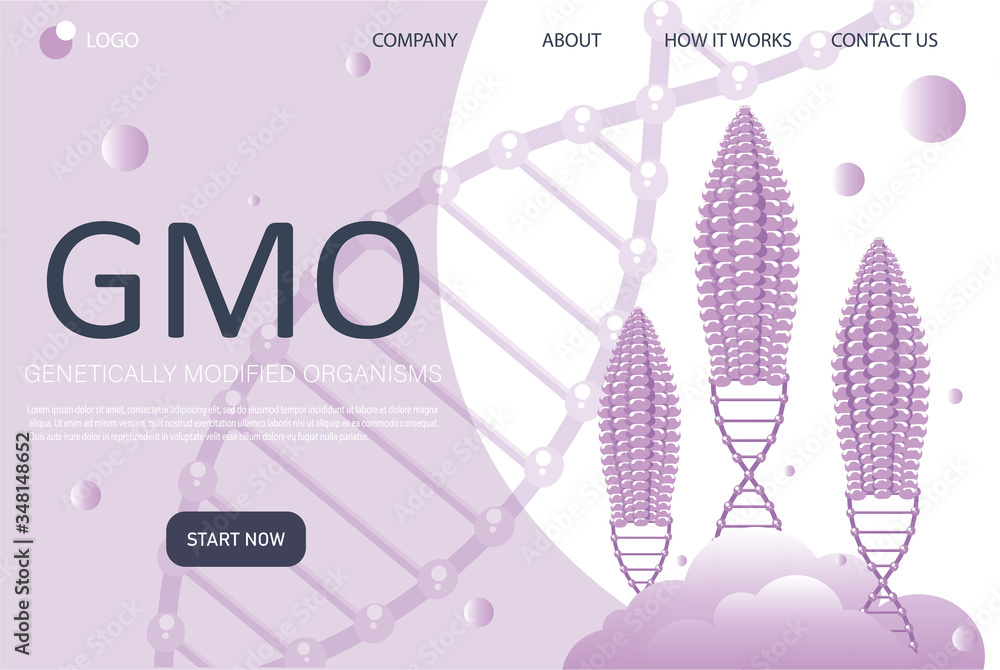 Genetic engineering landing page in flat style. Genetically modified ...