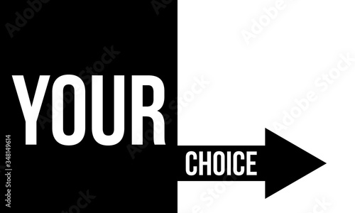 choice with two arrows, black and white vector concept